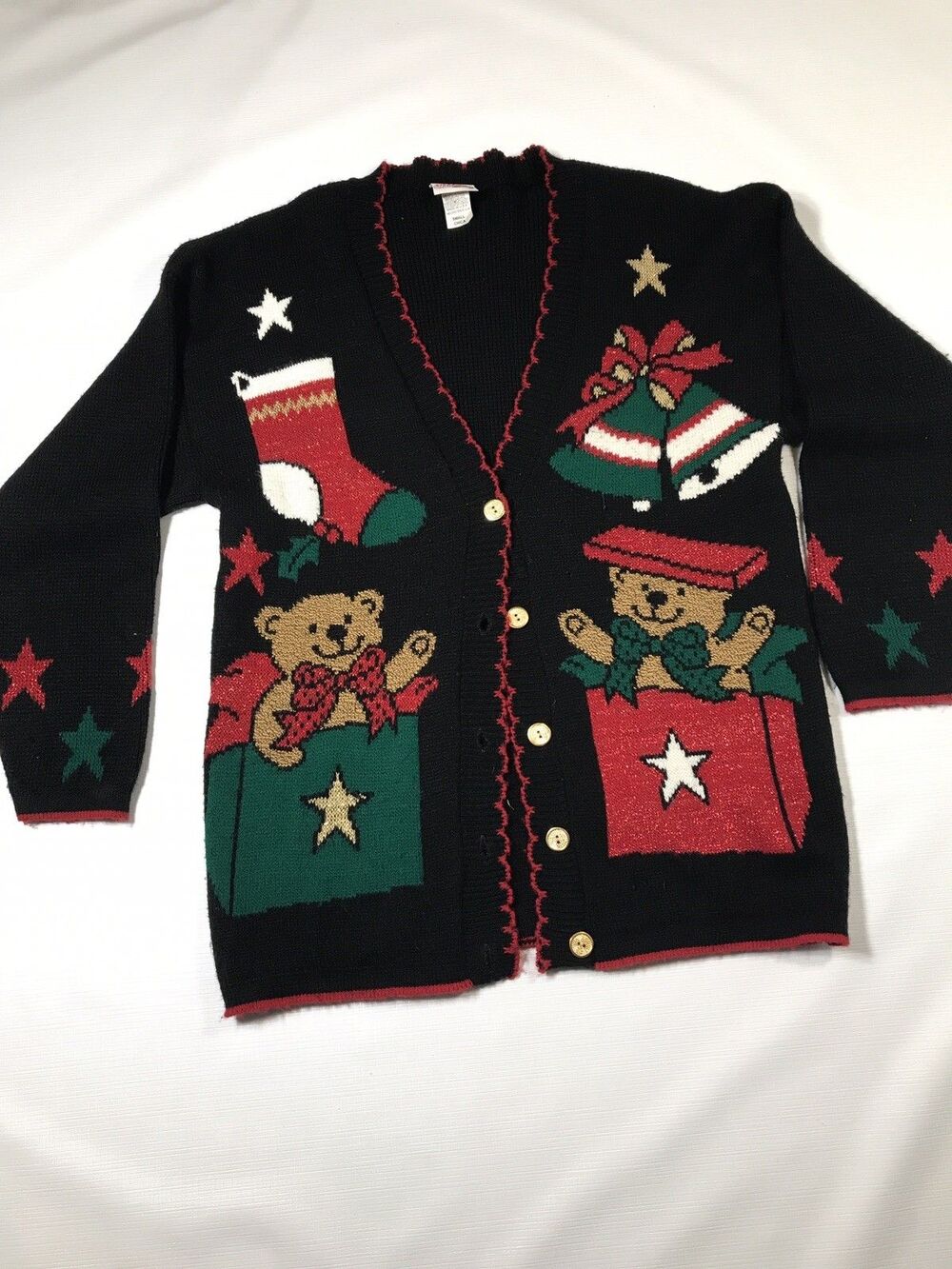 VTG Holiday Time Christmas Bears Presents Stockings Size small